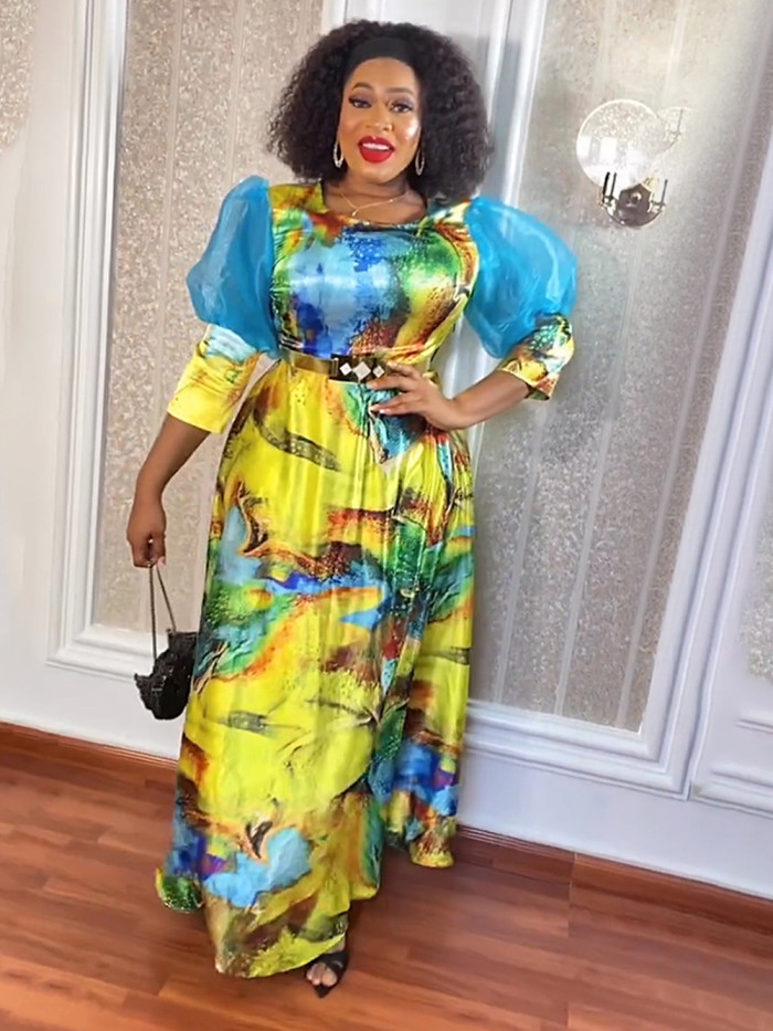 Printed African Ladies Plus Size Long Dress
