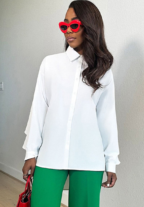 Women Fall Long Sleeve Tuxedo Casual Shirt