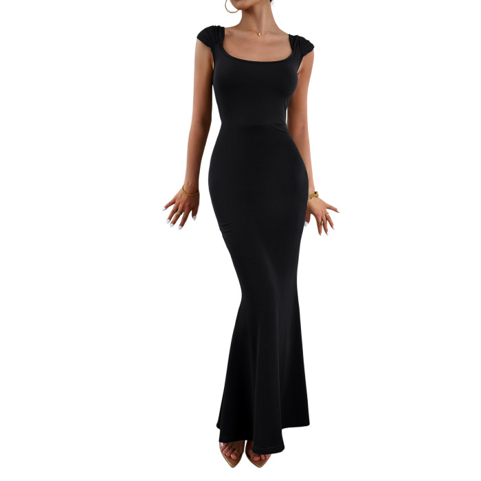 Women's Autumn Slim Sexy Square Neck Knitting Dress