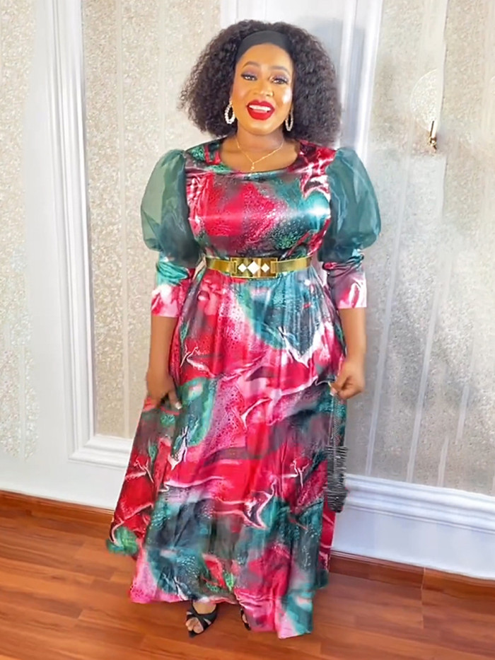 Printed African Ladies Plus Size Long Dress
