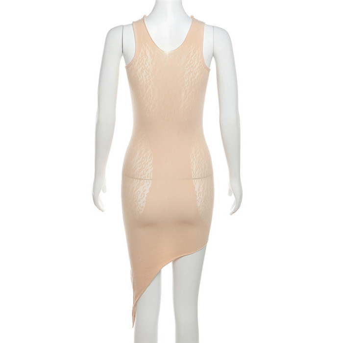 Summer Women Irregular Jacquard Sexy Bodycon Dress