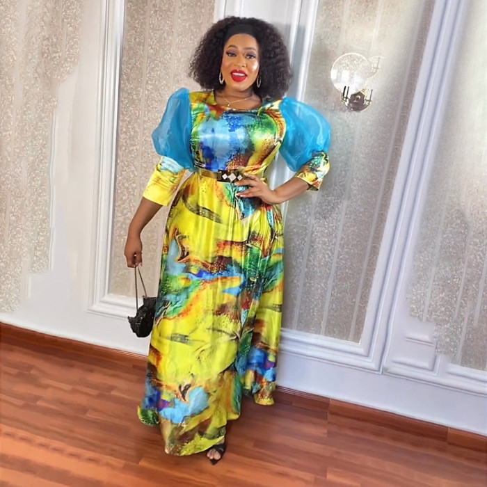 Printed African Ladies Plus Size Long Dress