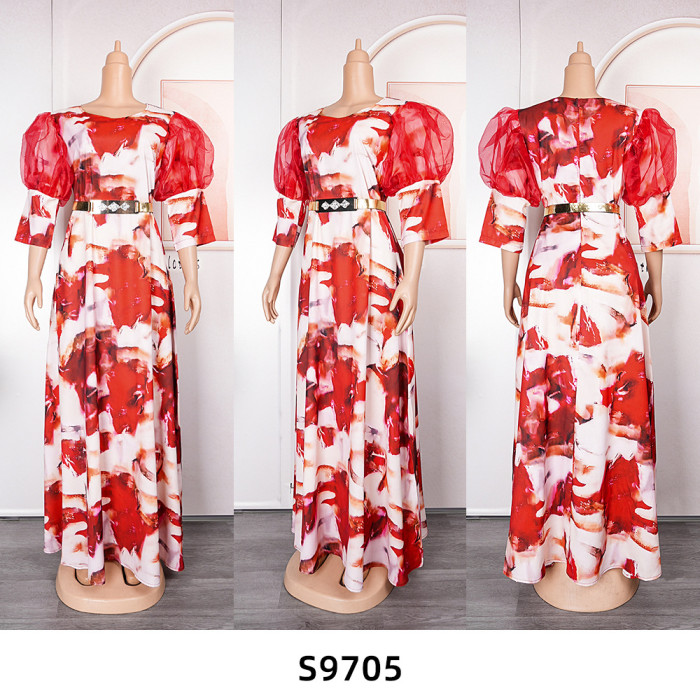Printed African Ladies Plus Size Long Dress