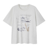 Katie Ermilio Grey Round Neck Short Sleeve