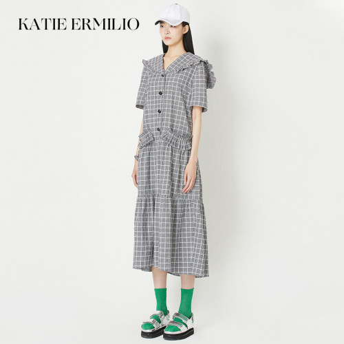 Katie Ermilio grey plaid dress