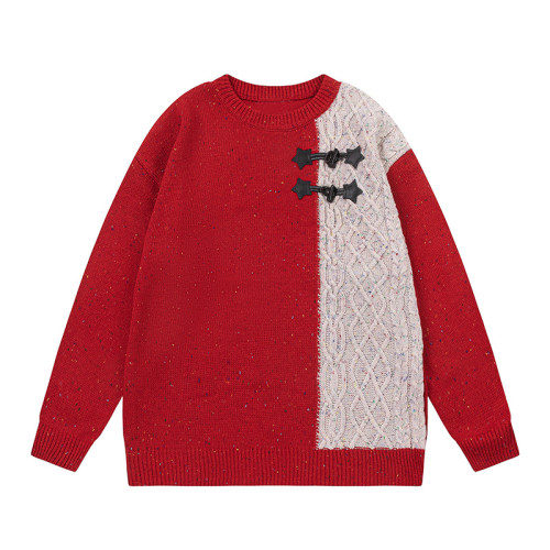Katie Ermilio Red patchwork sweater