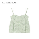 Katie Ermilio floral blue halter top