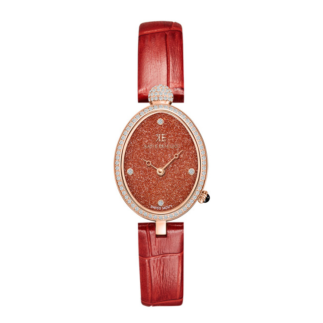 katie Ermilio enamel leather watch with real diamond women's watch