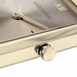 ELEGANCE Watch With Light Gold Cream Woven Steel