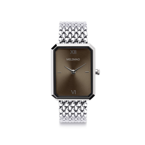 ELEGANCE Watch With Silver Brown Woven Steel