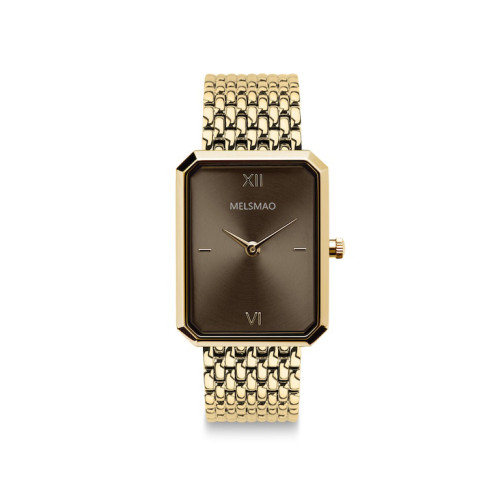 ELEGANCE Watch With Gold Brown Woven Steel