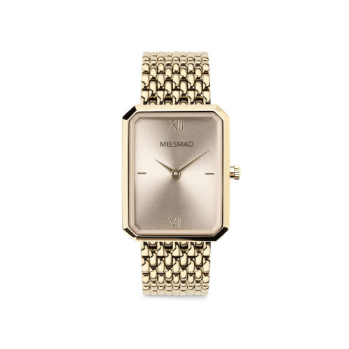 ELEGANCE Watch With Light Gold Cream Woven Steel