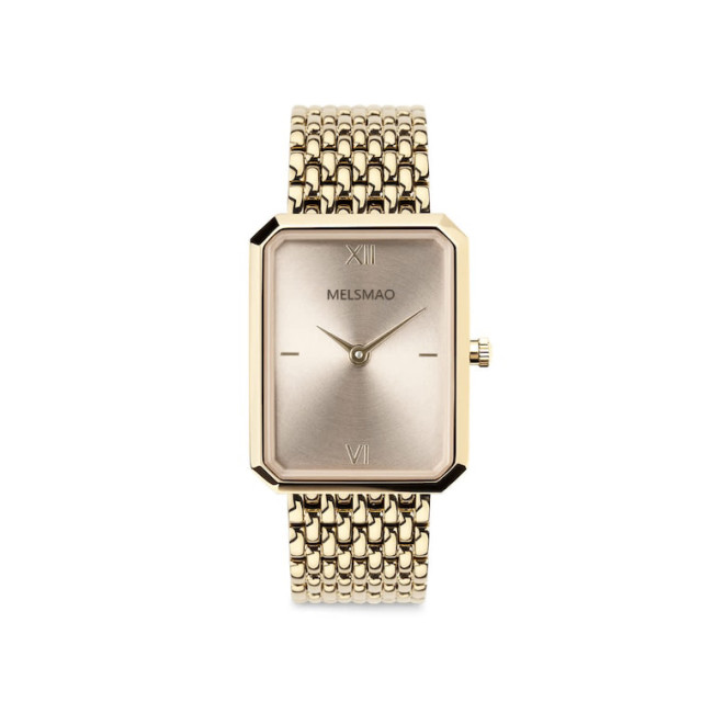 ELEGANCE Watch With Light Gold Cream Woven Steel