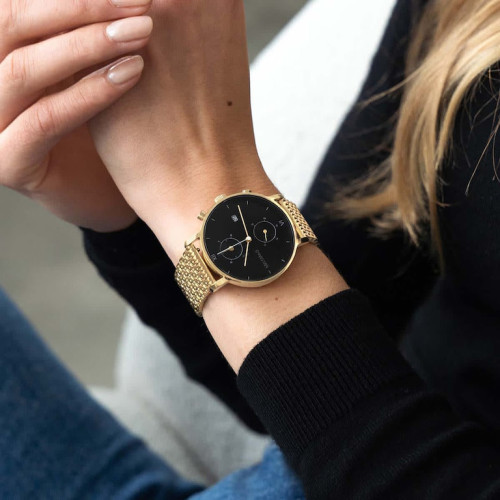 POISE Small Gold Black Woven Steel