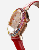 Bijou Watch In Rose Gold With Multi-Colored Gems