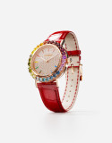 Bijou Watch In Rose Gold With Multi-Colored Gems