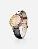 Bijou Watch In Rose Gold With Multi-Colored Gems