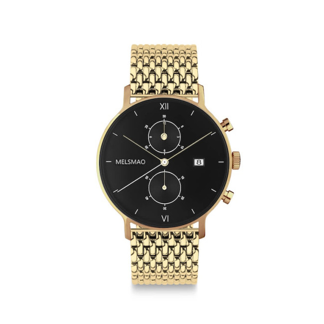 POISE Small Gold Black Woven Steel