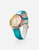 Bijou Watch In Rose Gold With Multi-Colored Gems