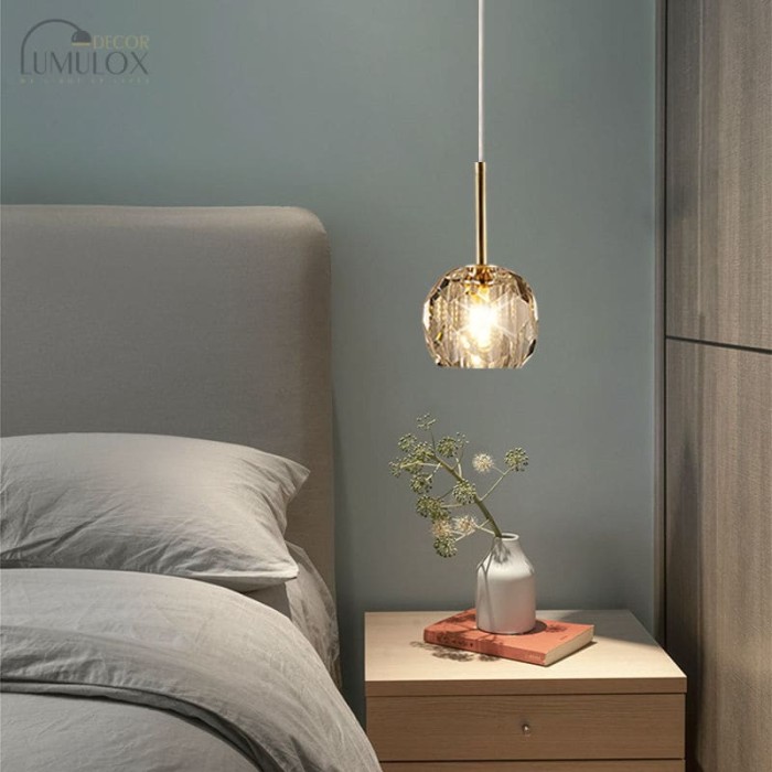 Nordic Crystal Hanging Light Bedroom Bedside Chandelier for Dining Room Living Room Hanging Light Fixture Hanging Light Fixture