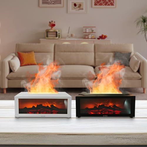 3D Flame Fireplace Aroma Diffuser, Aromatherapy Machine Colorful Humidifier With Remote Control, For Homes, Offices, Yoga Studios, And Gyms(Black)