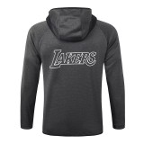 2020 NBA Los Angeles Lakers Grey Full Zip hoodie Tracksuit