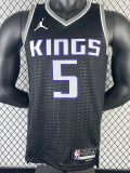 22-23 Kings FOX #5 Black Top Quality Hot Pressing NBA Jersey (Trapeze Edition)