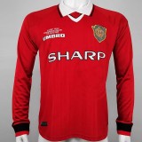1999-2000 Man Utd Home Long Sleeve Retro Soccer Jersey(决赛版)