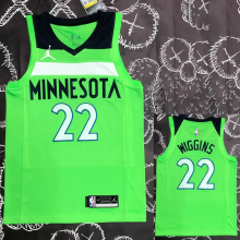 Timberwolves WIGGINS #22 Fluorescent Green Top Quality Hot Pressing NBA Jersey