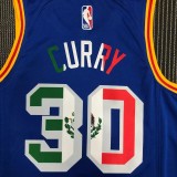 Warriors CURRY #30 'Mexico' Blue 75th Anniversary Retro Top Quality Hot Pressing NBA Jersey