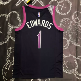 Timberwolves EDWARDS #1 Purple Black Top Quality Hot Pressing NBA Jersey