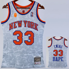 2023 Knicks & BAPE #33 White Top Quality Hot Pressing NBA Jersey