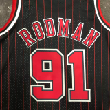 1996 BULLS RODMAN #91 Black Retro Top Quality Hot Pressing NBA Jersey