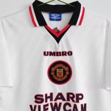 1996-1997 Man Utd Away White Retro Soccer Jersey