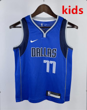 2023 Dallas Mavericks DONCIC #77 Blue Top Quality Hot Pressing Kids NBA Jersey