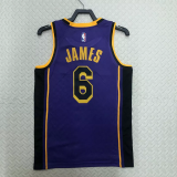 22-23 LAKERS JAMES #6 Purple Top Quality Hot Pressing NBA Jersey (Trapeze Edition)