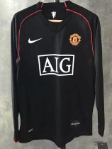 2007-2008 Man Utd Away Black long sleeve Retro soccer jersey