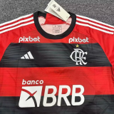 23-24 Flamengo Home Fans Soccer Jersey (Print All Sponsor)