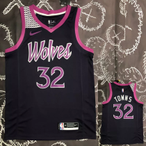 Timberwolves TOWNS #32 Purple Black Top Quality Hot Pressing NBA Jersey