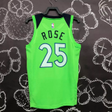Timberwolves ROSE #25 Fluorescent Green Top Quality Hot Pressing NBA Jersey