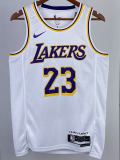 22-23 LAKERS JAMES #23 White Top Quality Hot Pressing NBA Jersey(圆领)
