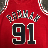 1998 BULLS RODMAN #91 Red Retro Top Quality Hot Pressing NBA Jersey