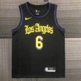 Lakers JAMES #6 Black Top Quality Hot Pressing NBA Jersey