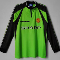 1998-1999 Man Utd Green Goalkeeper Long Sleeve Retro Soccer Jersey
