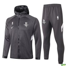 2020 NBA Houston Rockets Grey Full Zip hoodie Tracksuit