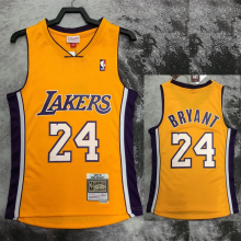 2009 LAKERS BRYANT #24 Yellow Retro Top Quality Hot Pressing NBA Jersey