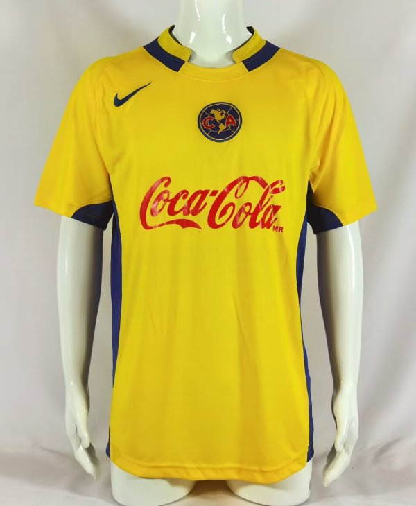 2004-2005 Club America Home Yellow Retro Soccer Jersey