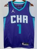 2019-20 HORNETS BALL #1 Blue CHA Top Quality Hot Pressing NBA Jersey (Trapeze Edition) 飞人版