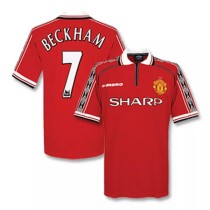 Beckham 7# 1998-1999 Man Utd Home Retro Soccer Jersey