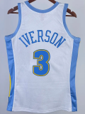 2003-04 Nuggets IVERSON #3 White Retro Top Quality Hot Pressing NBA Jersey
